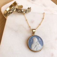 Our Lady Of Perpetual Help, Lady Of Perpetual Help, Catholic Necklace, Catholic Jewelry, Cameo Jewelry, Bas Relief, Cameo Necklace, Catholic Gifts, Gold Plated Silver