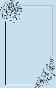 a black and white flower frame on a blue background with an empty space for the text