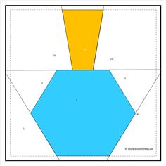 a blue and yellow hexagonal pattern is shown in the middle of an image