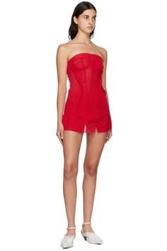 Kathryn Bowen: SSENSE Exclusive Red Bustier Camisole | SSENSE Kathryn Bowen, Mesh Corset, Corset Style, Strapless Top, Clothing Accessories, Perfect Clothing, Outfit Accessories, For Women, Free Shipping