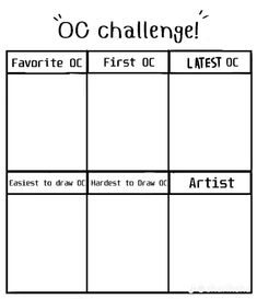 an oc challenge is shown with the words'oc challenge'in black and white