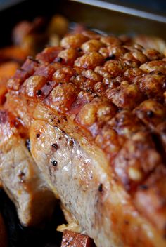 closeup of meat and vegetables in a pan