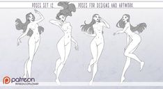 the female poses for design and artwork are shown