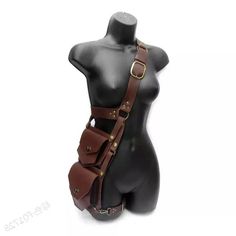 Medieval Punk Retro Adjustable Fashion Single Shoulder Waist Bag Double Pack Solid Color Diagonal Sports Outdoor Decoration Apocalypse Accessories, Desert Accessories, Fantasy Bags, Medieval Bags, Fair Outfits, Female Armor, Punk Clothing, Clothing Design Sketches, Pack Design