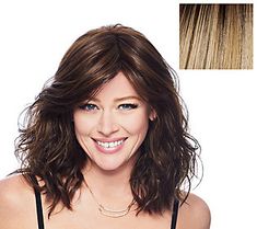 Fun, flirty, and feminine, the Hairdo Courtside Waves wig is a shoulder-length, softly layered bob that cascades gently around the face, creating a stylized yet casual feel.  And because it is made with Tru2Life synthetic hair, it can be curled or straightened with thermal styling tools depending on your desired look.  How do I use it: First, remove the wig from the packaging and give it a good shake to loosen up the style. If your hair is short, simply comb it back. For mid-length to long hair, Haircuts For Long Hair With Layers, Medium Haircuts, Faux Hair, Short Curly Wigs, Best Wigs, Layered Bob, Haircuts For Long Hair, Teen Hairstyles, Medium Hair Cuts