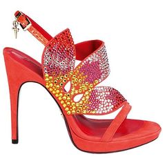 Didone" sandal in coral suede and swarowsky crystals available at Cesare Paciotti Bal Harbour. Shoe Room, Micro Bags, Heels High, Fancy Shoes, Heels & Wedges, Heels Pumps, Among Us