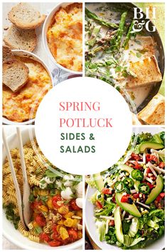 the cover of spring potluck sides and salads