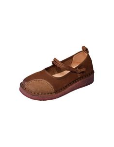 Features:  Item Type: Walking Shoes | Retro Flat Shoes Gender: Female Brand: Obiono Main Material: Cowhide Heel Type: Flat Upper/sole Material: Cow Leather Heel Height: Low(1-3cm) Closure Type: Buckle Color: Brown, Coffee Season: Spring Size:35-40 Suede Flats With Round Toe, Suede Flats With Leather Footbed, Brown Leather Shoes With Platform Flat Heel, Brown Leather Flat Heel Platform Shoes, Leather Footbed Slip-on Flats With Round Toe, Slip-on Flats With Leather Footbed And Round Toe, Suede Flats With Stitched Sole And Round Toe, Vintage Closed Toe Flats With Leather Footbed, Brown Leather Platform Slip-on Shoes