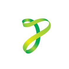 the letter s is made up of green ribbon and it looks like an intertwined knot