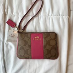 New And Never Used In Perfect Condition! Still Has All The Packaging Inside Too :) Ps. If You’re Interested In The Wristlet But Not Interested In The Price Feel Free To Message Me I’m Willing To Negotiate!! Bags Coach, Coach Wallet, Perforated Leather, Coach Wristlet, Wristlet Wallet, Coach Bags, Buy Now, Jewelry Accessories, Bag Lady