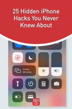 the cover of 25 hidden iphone hacks you never knew about, with an image of various