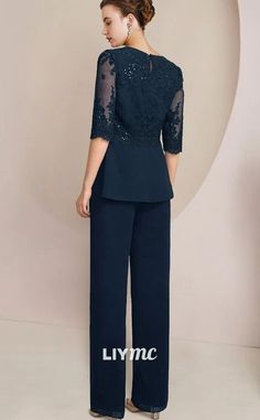 M1014 - Jumpsuit Pantsuit 3 Piece Mother of the Bride Dress Formal Wed – Liymc Mother Of The Bride Dress, Dress Formal, Formal Attire, Mother Of The Bride Dresses, Bride Dress, Formal Dress, Formal Occasion, Wedding Outfit, Scoop Neckline