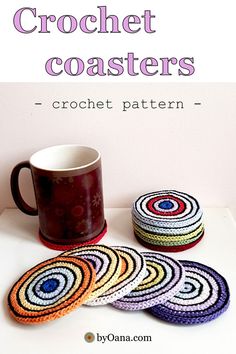 Free crochet pattern for making coasters. The pattern contains details and step by step photos on how to complete each row. Making Coasters, Crochet Cup Coaster, Crochet Cup Cozy, Crochet Coaster Pattern, How To Make Coasters, Easy Crochet Projects, Cozy Crochet, Diy Coasters, Crochet Videos Tutorials