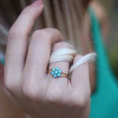 "\"Turquoise Gold Ring | Blue Turquoise Gem Hexagon Deity Ring | 7 Pieces Honeycomb Multi Stone Statement Ring | 14k Solid Gold Daily Use Ring\" ◖ D I O N J E W E L ◗ ‣ 14K REAL GOLD ‣ EXPRESS DELIVERY IN 1-3 DAYS* ‣ HANDMADE ONLY FOR YOU, NO USED JEWELRY ‣ GIFT BOX, POUCH AND OTHER GIFTS ◖ P R O D U C T I O N & Q U A L I T Y ◗ ‣ All of our jewelry are handmade and made to order. ‣ We use only 14K real gold. We do not craft any gold filled, gold plated, or gold vermeil items over silver or o Fine Jewelry Turquoise Birthstone Ring, Heirloom Blue Cluster Jewelry, Turquoise Gem, Hexagon Necklace, Gold Heart Bracelet, Turquoise Gold Ring, Jewellery Marketing, Handmade Jewelry Gift, Enamel Ring