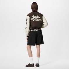 LOUIS VUITTON® - Embroidered Varsity Jacket - Brown Varsity Jacket Brown, Givenchy Jacket, Givenchy Tshirt, Versace Jacket, Fall Winter Essentials, Louis Vuitton Gifts, Louboutin Bags, Off White Jacket, Burberry T Shirt