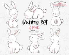 the bunny set is drawn in different positions