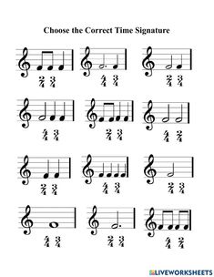 sheet music with the words choose the correct time signature and then use it to practice