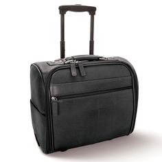 a black piece of luggage is shown on a white background with clippings to the side