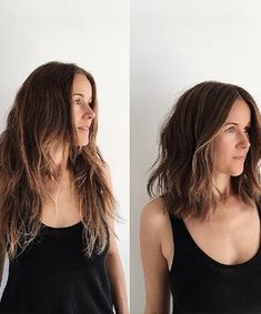 Medium Wavy Lob, 2b Medium Hair, Mixed Texture Hair, Boho Haircut Medium, Hair Long To Short, Boho Haircut, Collar Bone Hair, Chopped Hair, Collarbone Length Hair