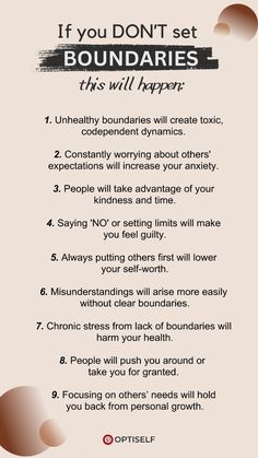 Lack of Boundaries | If You Don't Set Boundaries This Will Happen | Why Boundaries Are Important If you don't set boundaries, you'll end up feeling drained, overwhelmed, and taken for granted. Learn the importance of setting healthy boundaries and how to communicate them effectively. How To Put Boundaries, Feeling Guilty For Setting Boundaries, Boundaries Responses, Healthy Dating Boundaries, How To Have Boundaries, Healthy Boundaries Examples, Healthy Relationship Boundaries, How To Create Boundaries, How To Set Boundaries With Family