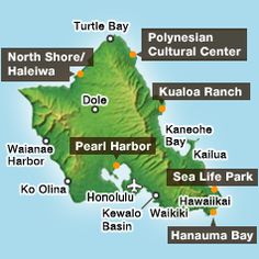 a map of hawaii showing the location of turtle bay