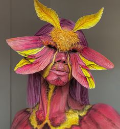 Moth Cosplay, Maple Moth, Rosy Maple Moth, Monster Makeup, Funky Makeup, Rhinestone Makeup, Magical Makeup, Swag Makeup