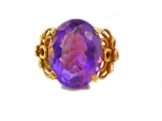 18k Vintage Amethyst Ring Handmade Vintage Amethyst Gold Vintage Amethyst Ring, Amethyst Ring Vintage, February Birthstone Ring, Gold Amethyst Ring, Amethyst Birthstone, Amethyst Gold, February Birthstone, February Birth Stone, Vintage Ring