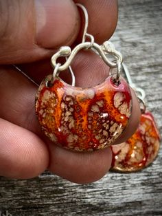 Half Crescent Moon, Red And Gold, Crescent Moon, Artisan Jewelry, Crescent, Halloween Shopping, Handmade Natural