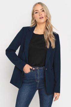 Shop LTS Tall Navy Blue Tailored Blazer at Yours Clothing. Discover women’s plus size clothing in sizes 10-36 with fast delivery. Everyday Work Outfits, Denim Party Outfit, Denim Party, Animal Print Dress Casual, Black Dress Trousers, Party Dress Sale, Long Tall Sally, Tall Clothing, Tailored Design