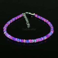 100% Natural Ethiopian Purple Opal Gemstone Bracelet 7 Inches, Welo Fire Opal Bracelet, Beaded Bracelet Gift For Her , Ethiopian Opal Bracelet 7 Inches 4x3 MM Beads Size,  Weight 16 Carat, AAA Grade Opal Bracelet, Dainty Opal Bracelet Adjustable Purple Rondelle Beaded Bracelets, Lavender Bracelets With Colorful Beads, Lavender Beaded Bracelets With Round Spacer Beads, Purple Friendship Bracelets With Spacer Beads, Purple Rondelle Beaded Bracelets As Gift, Lavender Beaded Bracelets With Spacer Beads, Colorful Beaded Purple Bracelets, Purple Colorful Beaded Bracelets, Lavender Bracelet With Spacer And Round Beads