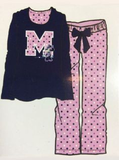 Ladies-DISNEY-MINNIE-MOUSE-Long-Sleeve-Pyjamas-PJ-SET Disney Outfits, Long Sleeve Pyjamas, Pj Sets, Corsets, Adidas Jacket