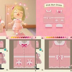 the instructions for how to make a pink bunny dress in animal crossing 3ds video game