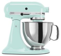 a blue kitchen mixer on a white background