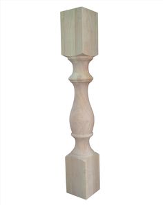 a tall wooden candle holder on a white background