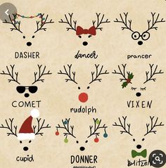 christmas reindeer antlers with names and pictures