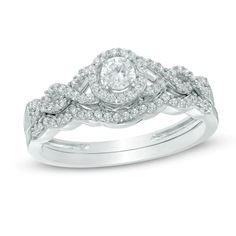 a white gold diamond ring set