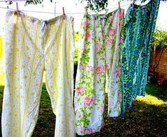 clothes hanging out to dry in the sun