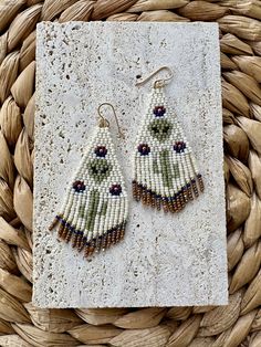 Alien Cacti seed bead fringe earrings on gold-plated, nickle free, earwires. Handemade and designed by Kelly, Beading Down South. ©️ Southwestern Beaded Fringe Earrings As Gift, Southwestern Fringe Beaded Earrings As Gift, Southwestern Fringe Beaded Earrings For Gift, Southwestern Style Beaded Fringe Earrings For Gift, Artisan Handwoven Beaded Drop Earrings, Handwoven Dangle Beaded Earrings, Artisan Handwoven Beaded Dangle Earrings, Unique Handwoven Beaded Dangle Earrings, Gold Artisan Beaded Fringe Earrings