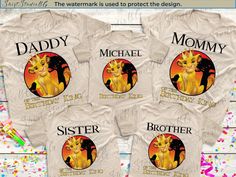 four shirts with the names of three different children's t - shirts, one for each