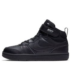 (PS) Nike Court Borough Mid 2Velcro 'Triple Balck' CD7783-001 (SNKR) Nike Court Borough, Nike