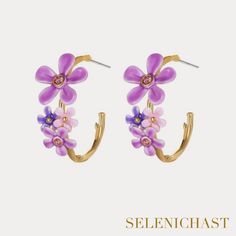 Plating: 18K Gold Materials: 18K Gold on Brass, Enamel, Silver Size: 1.06"*0.51"(27mm*13mm) Weight: 2.3g/pr Hypoallergenic design Beaded Flowers Patterns, Enamel Stud Earrings, Forget Me Not Flower, Flower Ear, Nature Earrings, Horses Pendant, Funky Jewelry, Jewelry Lookbook, Christmas Gift Jewelry