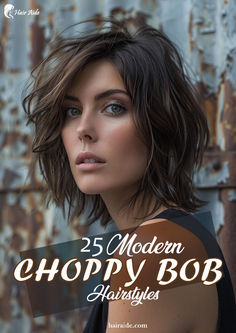 Add some edge to your look with a chic choppy bob. 💇‍♀️✨ Torn Bob Haircut, Choppy Bob Back View, Razored Bob Haircut Choppy Layers, Midi Bob Haircut, Choppy Bob Haircuts For Fine Hair, Bob For Straight Hair, Choppy Short Hair, Choppy Bob Hairstyles With Bangs, Choppy Bob With Fringe