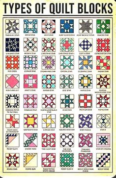 the types of quilt blocks in different colors