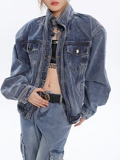 Size(cm) Length Shoulder Bust Sleeve M 58 49 106 62 L 59 50 110 63 XL 60 51 114 64 Size: M L XL Color classification: blue Year Season: Spring 2023 Sleeve length: long sleeve shirt length: Medium Material composition: other materials Long Sleeve Jean Jacket, Button Up, Blue Denim, Zip Ups, Long Sleeve Shirts, Turtle Neck, Sleeve Length, Long Sleeve, Blue