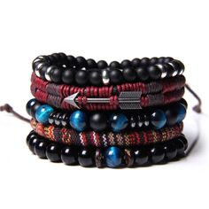 PRICES MAY VARY. TRIBAL LEATHER BRACELETS SET--Classic adjustable bracelets pack, including leather,hemp cords,natural stone beads and Woven Hemp.Different Color and Style can Easy Match Your Everyday Wearing Needs.Economical bracelet set Jewelry for both men and women，Deserve to Buy. TOP-CLASS MATERIAL--High Quality Genuine Leather and Handmade Hemp and Natural Stone Bead,4-Leval Quality Control,100% Handmade;Wearing Experience Survey. Longer Time to Wear. ADJUSTABLE LEATHER BRACELETS--7-8.5 In Mens Bling, Mens Bracelets, Hematite Bracelet, Labradorite Bracelet, Wristband Bracelet, Bracelets Set, Beads Bracelets, Black Onyx Stone, Braided Leather Bracelet