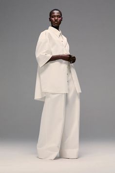 Groovy Dot Elastic Waist Jumbo Pants High-waisted Wide Leg Cotton Pants, Oversized Wide Leg White Pants, Oversized White Wide Leg Pants, Christopher John Rogers, Fashion Silhouette, How To Wear A Scarf, All White Outfit, Slip And Slide, Wedding Suit