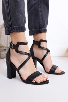 Product information;Body Sizes vary according to brands.You can take the measurements of your favorite product or check the Product Size Chart to choose the right size for you. Shoes Wedding Heels, Be Attractive, Black Outfits, High Heels Shoes, Black Leather Sandals, Womens Wedding Shoes, Wedding Heels, Leather High Heels, Black Leather Shoes