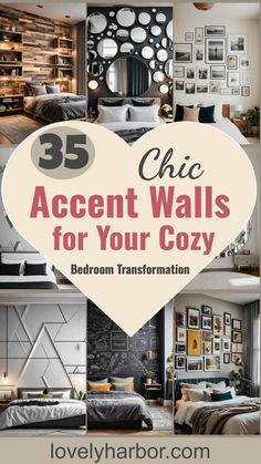 35 Stunning Bedroom Accent Walls For A Cozy Makeover Wallpaper For Bedroom Accent Wall, Headboard Wall Ideas, Accent Wall Bedroom Ideas, Modern French Country Bedroom, Angled Bedroom, Bedroom Accent Wall Ideas, Wall Behind Bed, Grey Accent Wall, Look Wallpaper