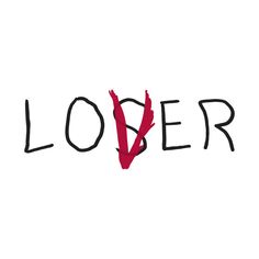 the word lover written in black and red ink