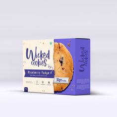 a box of blueberry cookies on a white background with the package in it's corner